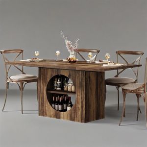 Tavolo da Pranzo Rettangolare Grande Stile Fattoria da 63 Pollici con Spazio di Archiviazione per 4-6 Persone, per Uso in Cucina - Product Image 1