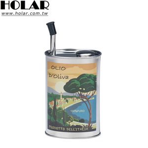 [Holar] Bouteille d'huile de cuisson ovale vintage en acier inoxydable fabriquée à Taïwan pour la cuisine - Product Image 1