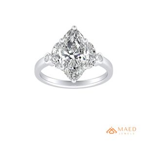 Bague de mariage en moissanite taille marquise pour femme, en argent, avec halo, pour fiançailles, promesse, cadeau d'anniversaire - Product Image 1