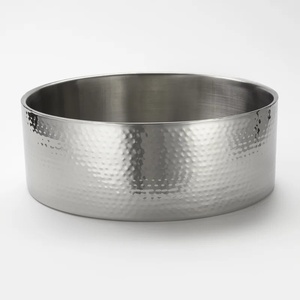 Sleek Silver Double-Walled Decorative Bowl <b>Chrome</b> Industrial Style Metal Basin Round Minimalist Centerpiece Dish Food Container - Product Image 2