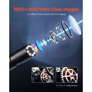 Caméra d'inspection industrielle endoscopique semi-rigide HD 1920P de 49,2 pieds avec éclairage pour Android et iOS - Product Image 2