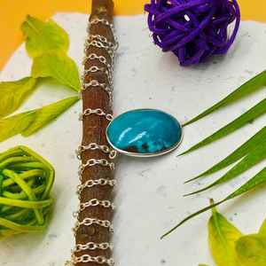 Collier en argent sterling 925 turquoise tibétaine de créateur fait à la main forme ovale pendentifs fins avec lunette cadeau d'anniversaire - Product Image 3