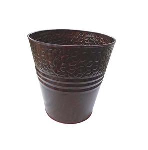 Handcrafted Bronze Decorative Waste Basket with Artistic Floral Embossed Pattern - Product Image 3