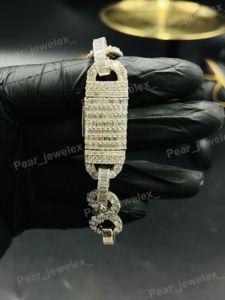 Pulsera de Cadena Cubana con Diamantes de Moissanita Iced Out, Plata 925, Estilo Hip Hop, Lujo para Fiestas - Product Image 4