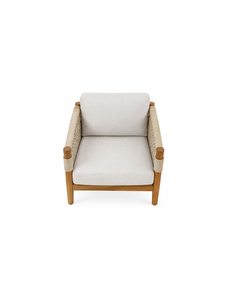 Sillón Moderno Tapizado en Tela de Lana con Patas de Madera de Teca Sólida, Diseño Escandinavo, Muebles para Sala de Estar - Product Image 3
