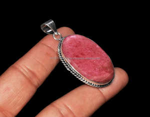 Colgante de Plata de Ley 925, piedras preciosas de rodonita, joyería de piedras preciosas de plata hecha a mano, colgante de plata de Rodonita para collares - Product Image 5