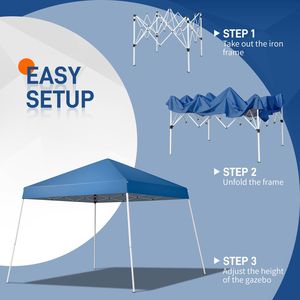 Tenda Pieghevole Portatile Blu 8x8ft per Uso Domestico, Impermeabile in Materiale Oxford, Automatica Pop-up in Alluminio per Campeggio e Spiaggia - Product Image 5