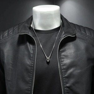 High Quality <b>Men's</b> Slim Leather <b>Jacket</b> with Stand-up Collar Zipper Pocket Decorated Leather Biker <b>Men's</b> Coat <b>jacket</b> for <b>men</b> - Product Image 4
