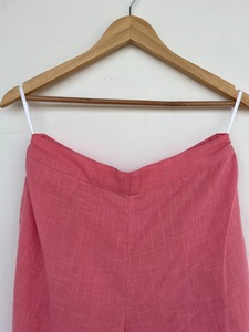 Pantalon palazzo rose en coton flammé à jambe large, taille haute, coupe ample, style bohème décontracté, style lin, culotte, fabricant - Product Image 4