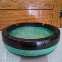 Cendrier rond classique en résine et bois fait main avec couleur personnalisée pour la décoration de la maison