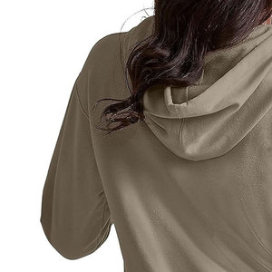 Sudadera con Capucha Verde Oliva para Mujer, Perfectionists, Manga Larga, Casual, Color Sólido, Tejido de Algodón Transpirable, con Bolsillo Frontal - Product Image 4