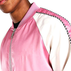 Chaqueta de Satén para Hombre, a la Moda, Delgada, con Cuello Alto, Logotipo Frontal, Transpirable, Resistente al Viento, con Logotipo Personalizado, Color Sólido, Venta al Por Mayor - Product Image 6