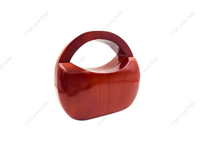 Pochette de soirée de luxe en bois avec poignée arquée, sac rigide de créateur pour femme, idéal pour les mariages et événements. - Product Image 2