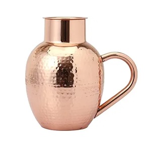 Carafe en cuivre pur martelé avec couvercle et 2 sets de gobelets décoratifs, carafe 100% cuivre pur pour la maison, la cuisine, les mariages, les fêtes et les événements. - Product Image 4