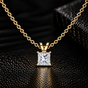 จี้เพชรทรงปรินเซสคัท เพชรเลี้ยงในห้องปฏิบัติการ ทองคำแท้ 14K  แบบเดี่ยว DEF VVS 0.50ct-2.0ct รับรองโดย IGI ของขวัญวันครบรอบ ขายส่ง - Product Image 1