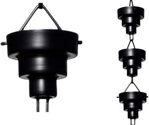 Chaîne de pluie en métal noir mat Lotus Cup, élément aquatique suspendu contemporain pour espaces extérieurs modernes - Product Image 3