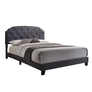Letto Matrimoniale Grigio Imbottito Confortevole - Product Image 2