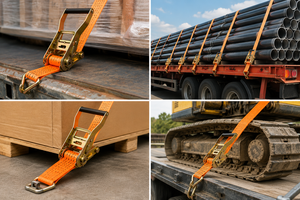 Ratchet <b>Cargo</b> Strap 50mm Hook Polyester 5000kg Abrasion Resistant Truck Transportation Custom Length OEM Manufacturer - Product Image 2