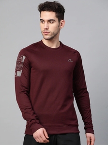 Sudadera de Manga Larga para Hombre, Color Granate, Cuello Redondo, Logotipo con Letras Estampadas en la Manga Izquierda, Corte Regular, Tejido de Punto, Estilo Casual para Otoño - Product Image 4