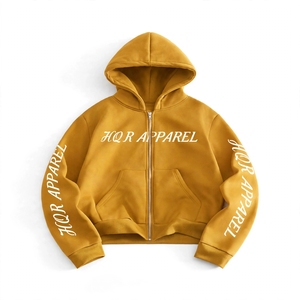 HQR APPAREL Sweat à capuche unisexe coupe oversize en coton respirant French Terry, décontracté, avec poche avant et logo sur la manche - Product Image 5