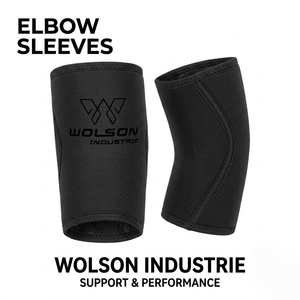 Manga de compresión premium de neopreno para codo con cierre de gancho y bucle para levantamiento de pesas, entrenamiento de fuerza, fitness funcional y ejercicio en el gimnasio. - Product Image 1