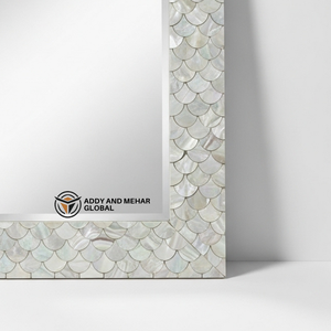 Miroir mural décoratif en mosaïque de coquillages de luxe, fait main, style Art Déco, éco-responsable, en MDF, pour la maison et l'hôtel - Product Image 6