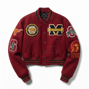 Custom Varisty <b>Jacket</b> Winter Leather Sleeves Wool Baseball embroidery patch Letterman Vintage Varsity Genuine Leather <b>jackets</b> - Product Image 1