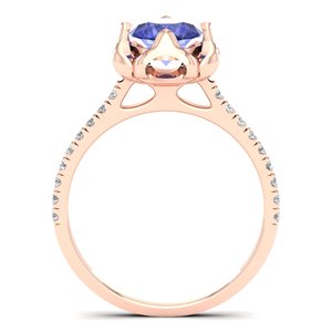 REYES แหวนหมั้นเพชรแท้ 1 กะรัต แทนซาไนต์ ทอง 14K คุณภาพสูง ของขวัญแต่งงาน เครื่องประดับชั้นดี รุ่นใหม่ล่าสุด - Product Image 4