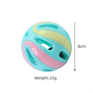 ของเล่นแมวแบบอินเทอร์แอคทีฟรุ่นใหม่ปี 2023 ของเล่นสัตว์เลี้ยงแบบเย็บสีสันสดใสพร้อมกระดิ่งและลูกบอลพลาสติกขนาดใหญ่ 8 ซม. - Product Image 2