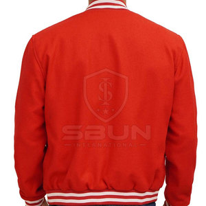 Men Varsity Jacket Premium Regular Fit <b>Covered</b> <b>Button</b> Closure Stand Waterproof Windproof Custom Embroidery OEM ODM Service - Product Image 2
