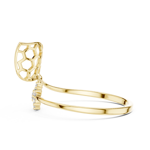 Anillo minimalista de banda abierta con diamante de talla brillante redondo para mujer, en oro amarillo macizo de 14k, ideal para compromiso, aniversario o regalo de boda. - Product Image 2
