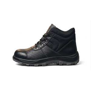 <b>Black</b> Steel Toe Composite Safety <b>Work</b> <b>Boots</b> Breathable Mesh Anti Slip Puncture Resistant Genuine Leather for Construction - Product Image 1