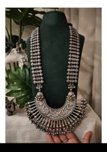จี้เพชรทรงใหญ่ดีไซน์สวยหรู พร้อมสร้อยคอยาวแบบหนักประดับพัตตา สำหรับผู้หญิง |   เครื่องประดับชาติพันธุ์โดรีแบบปรับได้ - Product Image 2