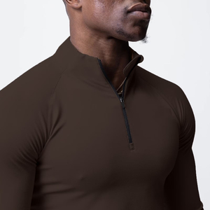 เสื้อยืดออกกำลังกายน้ำหนักเบาสำหรับกิจกรรมกลางแจ้ง รุ่นใหม่สำหรับฤดูใบไม้ผลิและฤดูใบไม้ร่วง ซิปครึ่งตัว ระบายอากาศได้ดี แห้งเร็ว แขนยาว เสื้อลำลองสำหรับผู้ชาย - Product Image 2