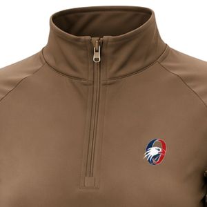 <b>Brown</b> Women Quarter Zip Athletic Pullover Shirt Floral <b>Sleeve</b> Panel <b>Long</b> <b>Sleeve</b> Fitness Training Sportswear <b>Top</b> - Product Image 3