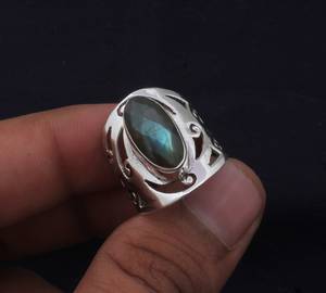 Handmade <b>Labradorite</b> Gemstone <b>Ring</b> Filigree 925 Sterling Silver Elegant Jewelry Statement Gift For Women - Product Image 4