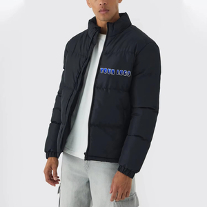 Blouson matelassé noir pour homme, col montant, fermeture éclair intégrale, léger, rembourré en coton, streetwear d'hiver, grandes tailles, vêtement d'extérieur - Product Image 3