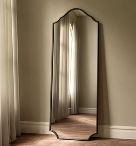 Modern transitional iron arch full length <b>mirror</b> featuring clean tapered lines, available at wholesale price. - Product Image 1