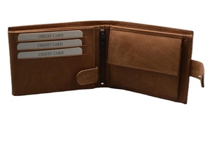 Cartera de Cuero Genuino para Hombre, Corta, con Cierre Plegable, Estilo Minimalista, Hecha a Mano, Color Marrón - Product Image 4