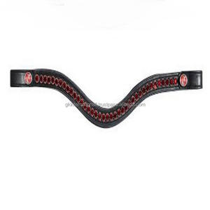 Esigner-banda de cuero de vaca hecha a mano, suave y acolchada de cuero negro con costuras fuertes, canal vacío con incrustaciones de cristales redondos Bling - Product Image 2