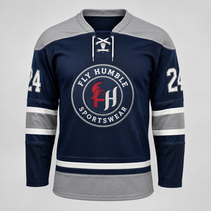 เสื้อฮอกกี้น้ำแข็งผู้ชาย Fly Humble สีขาว ดำ แดง คอวี แขนยาว ซับเหงื่อ แห้งเร็ว พิมพ์ลายดิจิตอลหมายเลข 24 - Product Image 5