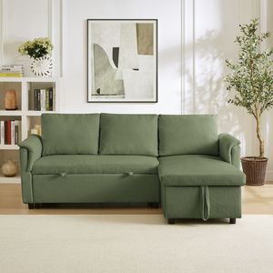 Sofá Modular en Forma de L con Chaise Longue, Tapizado en Corduroy, con Almacenamiento y Función de Cama - Product Image 5