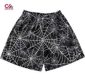CARE MASTER Pantalones cortos con estampado de telaraña para hombre, cintura elástica, secado rápido, pantalones cortos deportivos informales, patrón blanco y negro - Product Image 1