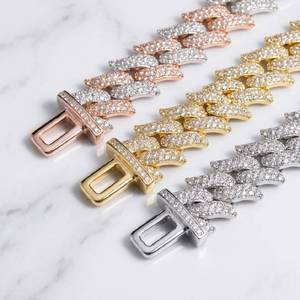 Collier pour homme style rappeur 20MM, serti de diamants Moissanite, en argent 925, style Hip Hop, disponible à la vente - Product Image 6