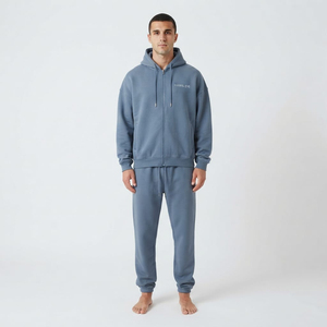 ชุดวอร์มผ้าฝ้ายคุณภาพสูงสำหรับฤดูหนาว ทรงโอเวอร์ไซส์ แขนยาว ซิปหน้า สไตล์สตรีทแฟชั่นสำหรับผู้ชาย - Product Image 1