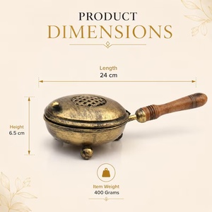 Brûleur d'encens en laiton avec poignée en bois, diffuseur aromatique, utilisation toute saison - Product Image 3
