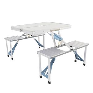 Tavolo e Sedia Pieghevoli in Lega di Alluminio One Piece, Altezza Regolabile, Portatili per Campeggio, Picnic, Parco e Uso in Cucina - Product Image 2