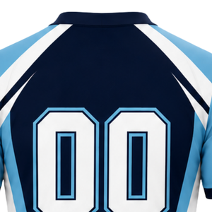 Customized Sky Blue Navy Blue Sublimated Volleyball Jersey Short Sleeve Athletic Sports Shirt Team Training Match Apparel - Product Image 6
