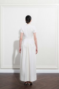 เดรสลำลองขายส่ง ดีไซน์หรูหรา ELORIA SHIRT-COLLAR MIDI DRESS แขนสั้น ทรงเอไลน์ ผ้าทอลายทราย ชุดเดรสสำหรับผู้หญิง - Product Image 3