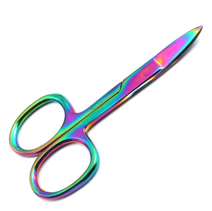 Ciseaux à cuticules en titane multicolores arc-en-ciel, droits et courbés, de haute qualité, en acier inoxydable, pour soins personnels, ciseaux de manucure - Product Image 5